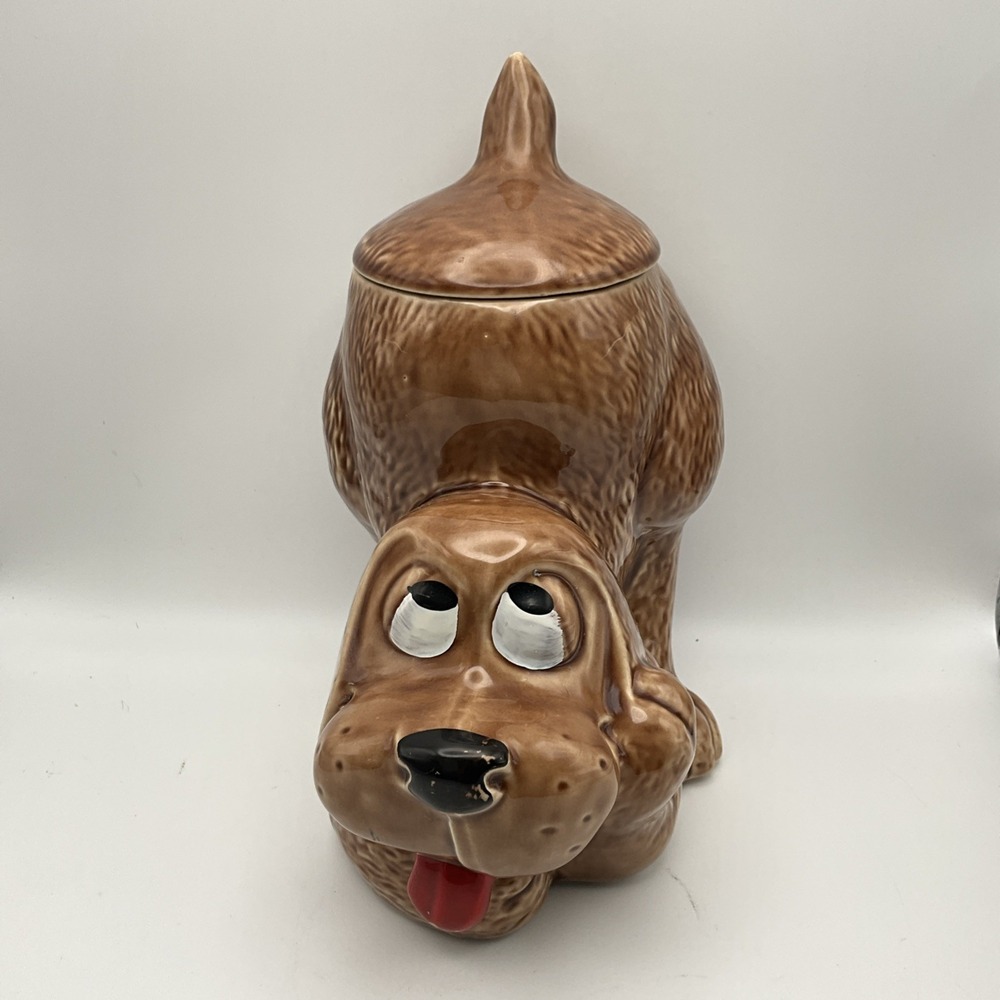 Vintage McCoy Cookie Jar The Thinking Dog 1970s No.0272 USA Brown Color 11" Tall